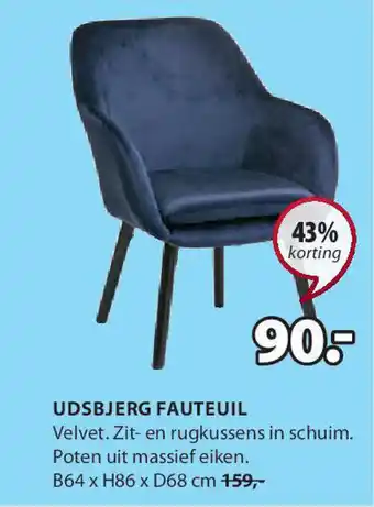 Jysk Udsbjerg fauteuil B64 x H86 x D68 cm aanbieding