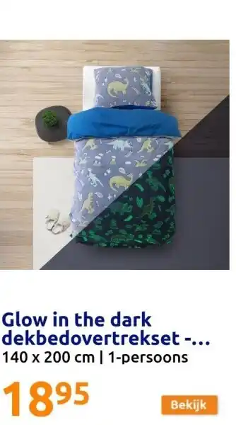 Glow in the dark dekbedovertrekset - dino's