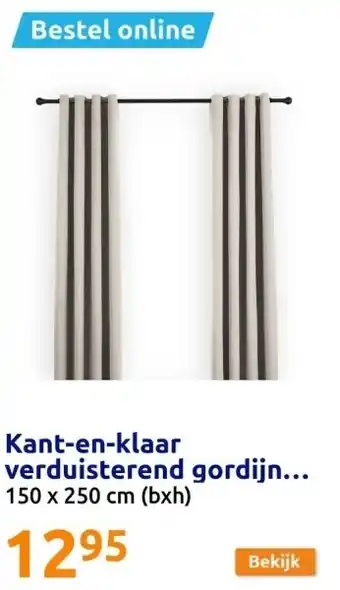 Kant-en-klaar verduisterend gordijn met ringen - crème