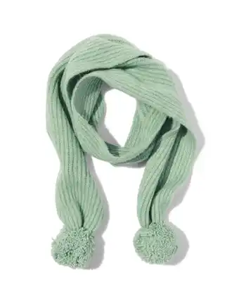 HEMA Hema kindersjaal gebreid met pompon (mintgroen) aanbieding
