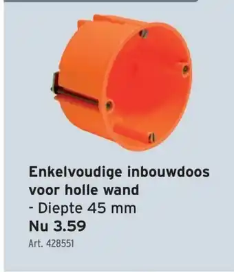 GAMMA Enkelvoudige inbouwdoos voor holle wand diepte 45 mm aanbieding