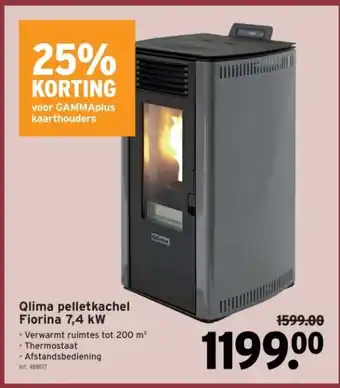 GAMMA Qlima pelletkachel fiorina 7,4 kw aanbieding