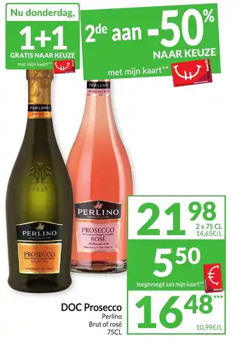 Intermarché DOC Prosecco Perlino Brut of rosé 75CL aanbieding