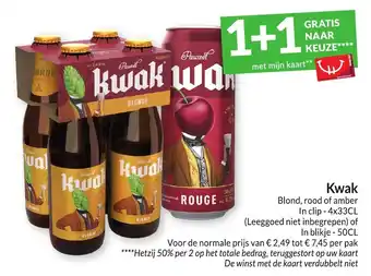 Intermarché Kwak Blond, rood of amber In clip - 4x33CL aanbieding
