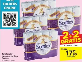 Carrefour Toiletpapier kussenzacht style scottex aanbieding