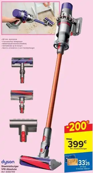 Carrefour Steelstofzuiger v10 absolute aanbieding