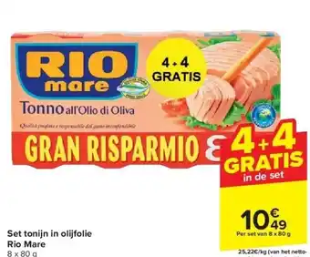 Carrefour Set tonijn in olijfolie rio mare aanbieding