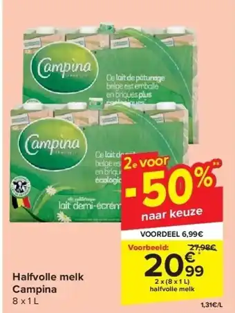 Carrefour Halfvolle melk campina aanbieding