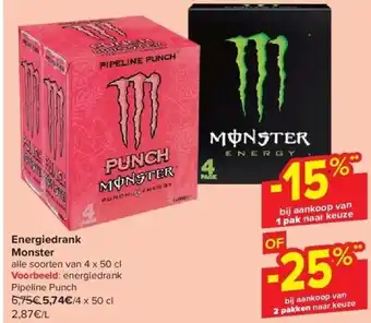 Carrefour Energiedrank monster aanbieding