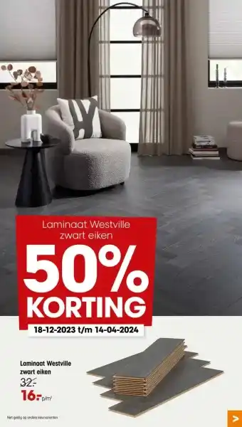 Kwantum Laminaat westville zwart eiken aanbieding