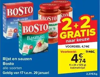 Carrefour Rijst en sauzen bosto aanbieding