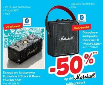 Carrefour Draagbare luidspreker emberton ii black & brass aanbieding