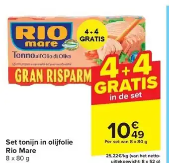 Carrefour Set tonijn in olijfolie rio mare aanbieding