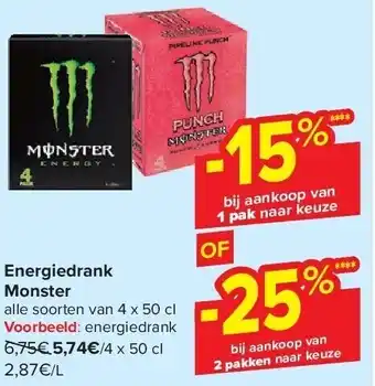 Carrefour Energiedrank monster aanbieding