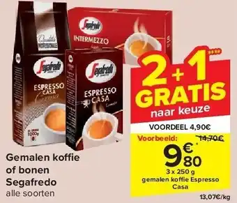 Carrefour Gemalen ko e of bonen segafredo aanbieding