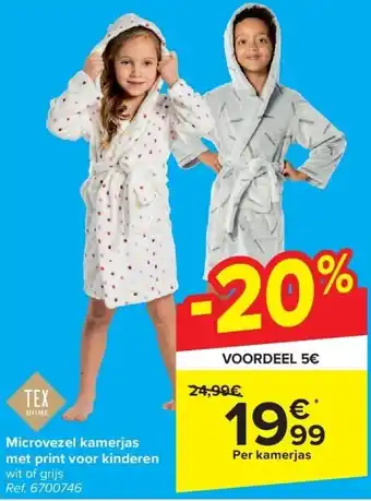 Carrefour Microvezel kamerjas met print voor kinderen aanbieding