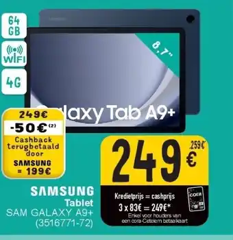 Cora Samsung tablet sam galaxy a9+ aanbieding