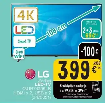 Cora Led-tv 43ur74006lb hdmi x 2, usb x 2 aanbieding