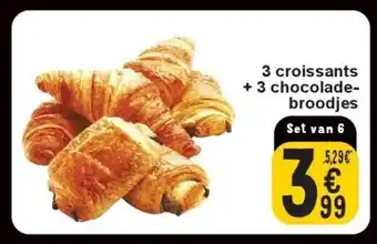 Cora 3 croissants + 3 chocoladebroodjes aanbieding
