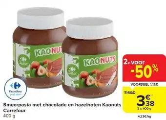 Smeerpasta met chocolade en hazelnoten kaonuts carrefour