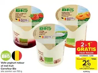 Carrefour Volle yoghurt natuur of met fruit carrefour bio aanbieding
