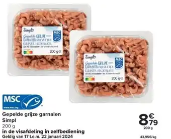 Carrefour Gepelde grijze garnalen simpl aanbieding