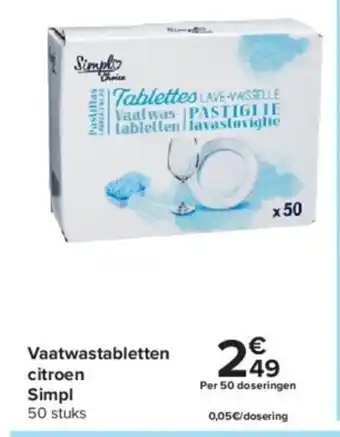 Carrefour Vaatwastabletten citroen Simpl aanbieding
