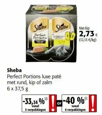 Colruyt Sheba perfect portions luxe paté met rund, kip of zalm aanbieding