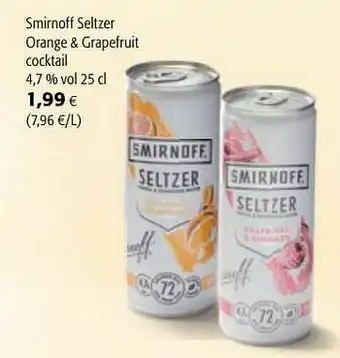 Colruyt Smirnoff seltzer orange + grapefruit cocktail aanbieding