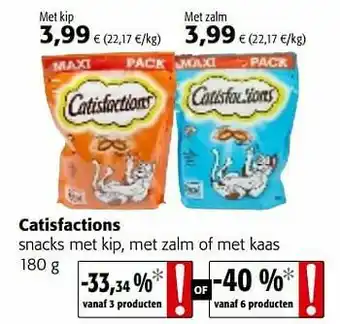 Colruyt Catisfactions snacks met kip, met zalm of met kaas aanbieding