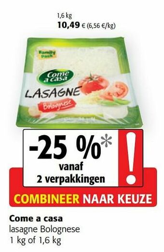 Colruyt Come a casa lasagne bolognese aanbieding