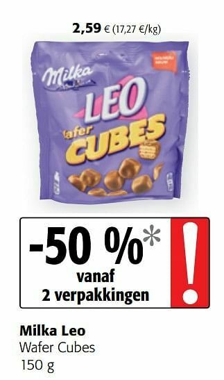 Colruyt Milka leo wafer cubes aanbieding