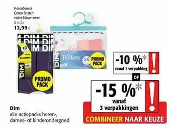 Colruyt Dim herenboxers coton stretch violet-blauw-zwart aanbieding