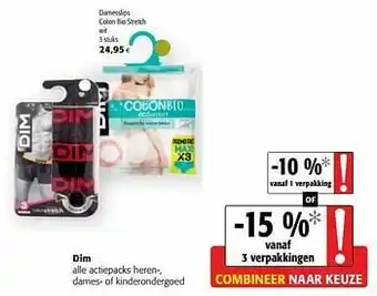 Colruyt Dim damesslips coton bio stretch wit aanbieding