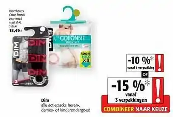 Colruyt Dim herenboxers coton stretch zwart-rood aanbieding