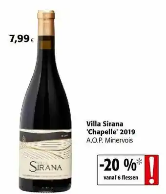 Villa sirana chapelle 2019 a.o.p. minervois