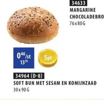 Bidfood SOFT BUN MET SESAM EN KOMIJNZAAD 30 x 90 g aanbieding