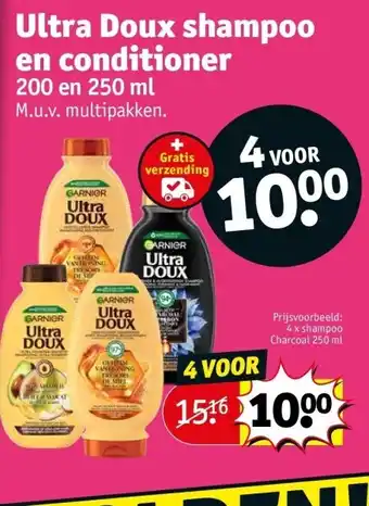 Kruidvat Ultra doux shampoo en conditioner 200 en 250ml aanbieding