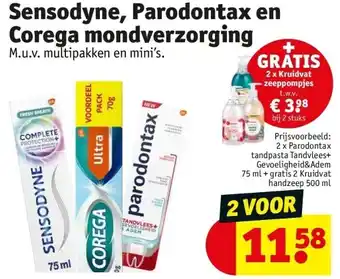 Kruidvat Sensodyne, parodontax en corega mondverzorging aanbieding
