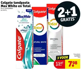 Kruidvat Colgate tandpasta max white en total aanbieding