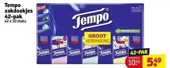 Kruidvat Tempo zakdoekjes 42 x 10 stuks aanbieding