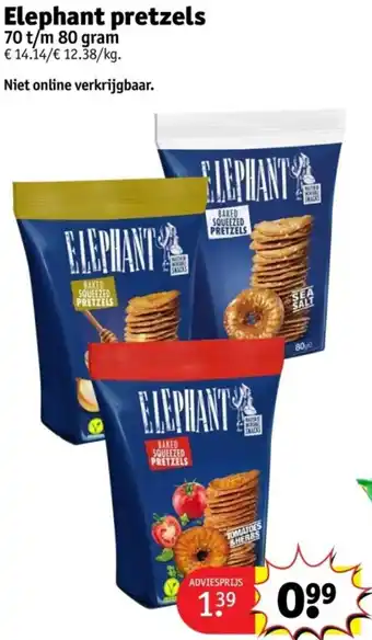 Kruidvat Elephant pretzels 70 t/m 80gram aanbieding