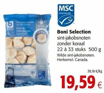 Colruyt Boni selection sint-jakobsnoten zonder koraal aanbieding