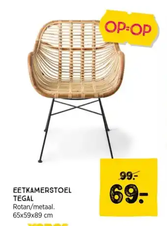 Xenos EETKAMERSTOEL TEGAL Rotan/metaal. 65 x 59 x 89cm aanbieding