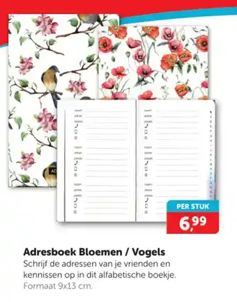 Boekenvoordeel Adresboek Bloemen / Vogels aanbieding