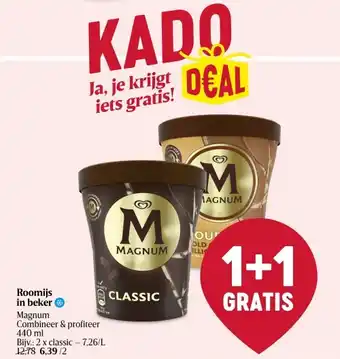 Delhaize Roomijs in beker aanbieding