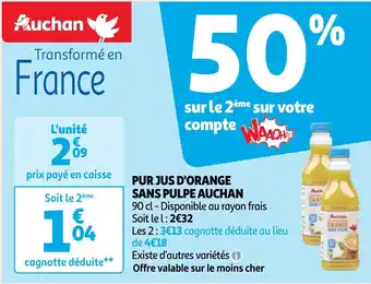 Pur jus d'orange sans pulpe