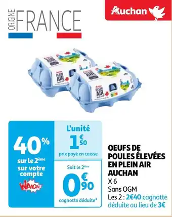 Auchan Oeufs de poules elevees en plein air aanbieding