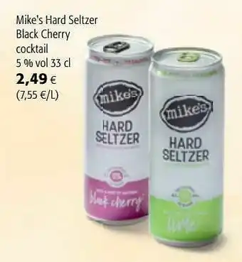 Colruyt Mike`s hard seltzer black cherry cocktail aanbieding