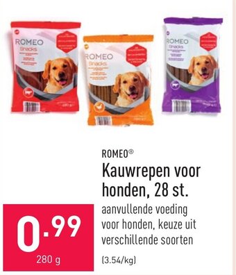 ALDI Romeo Kauwrepen voor honden, 28 st. aanbieding